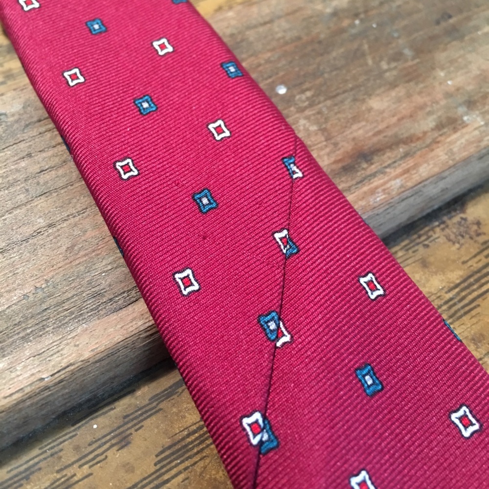 Christian Dior Red Pattern Mens Tie - Picture 6 of 8